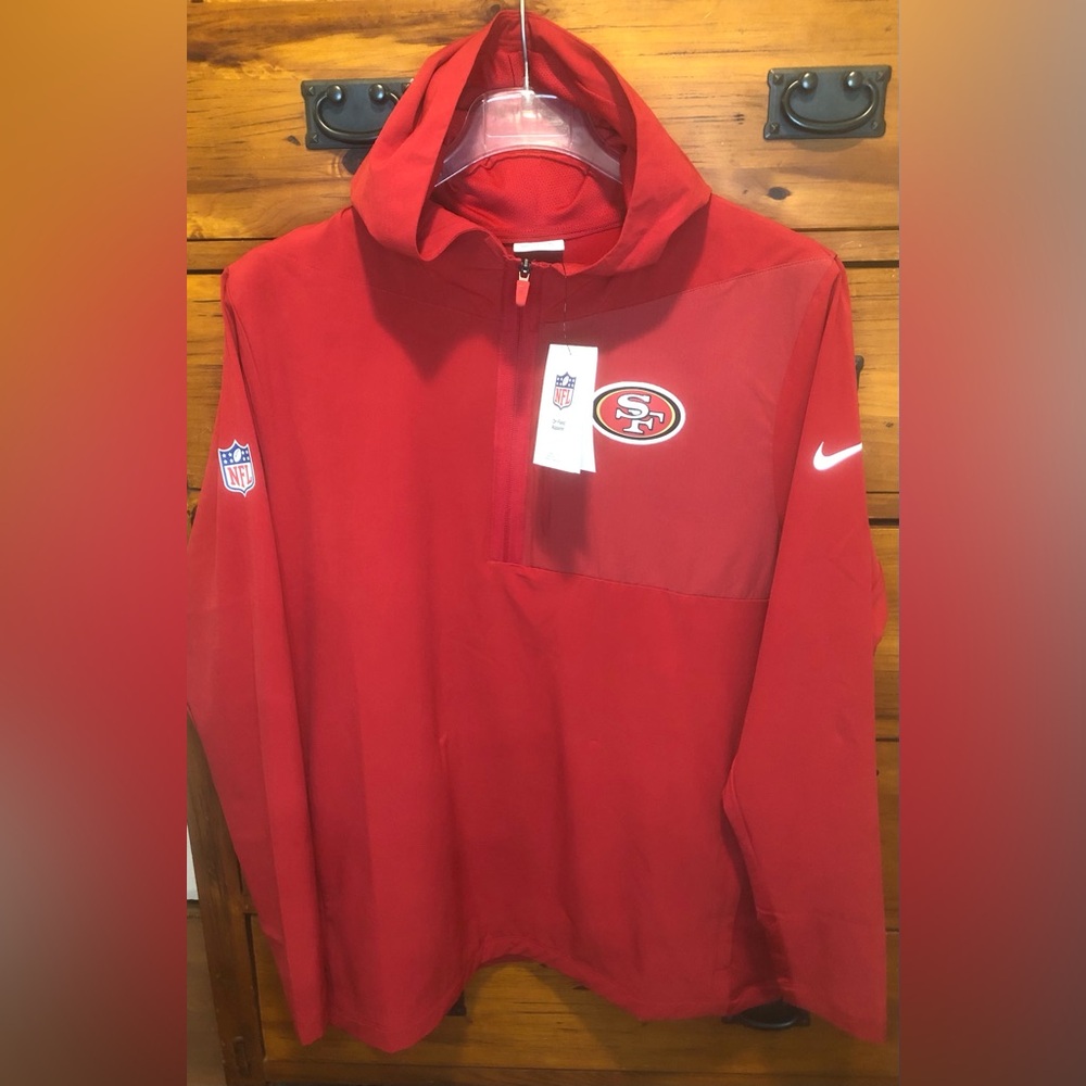 Nike NFL San Francisco 49ers Team Issued PE 1/2 Zip Anorak Jacket Red New